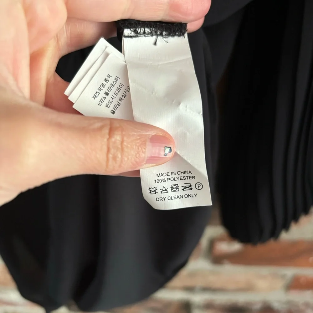 Kate Spade Black Pleat Sleeve Blouse Top, XS